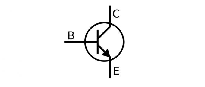 símbolo gráfico do transistor no circuito