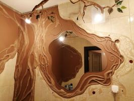 Ao olhar para as paredes maçantes no banheiro eu queria torná-lo mais animado: renovação do banheiro no Eco-style
