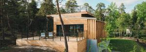 Método orçamento de acabamento exterior casa de madeira natural